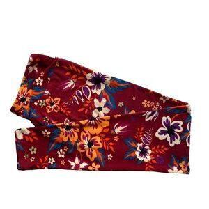 0234 LuLaRoe Size OS Leggings Red and Purple Flowers and Leaves Print New